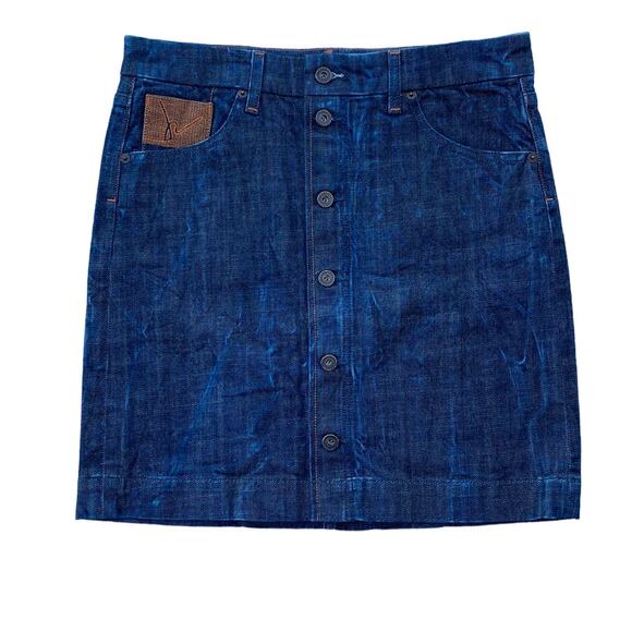 New Citizens of Humanity Blue Dark Wash Button Front Knee Length Jean Skirt 28 - Picture 5 of 11
